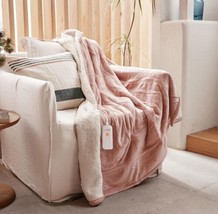 Heated Throw Solid Silky Plush Sherpa 50 x 60 Inch Gotcozy Machine Washable New - £24.95 GBP