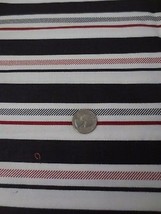 Vtg House &#39;N Home Fabric &amp; Draperies fabric Black Red Stripe 1 yard - £7.81 GBP