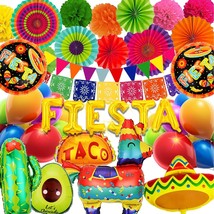 Fiesta Party Decorations Mexican Themed Party Supplies Papel Picado Bann... - $37.39