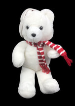 Vintage 1990 DAKIN WHITE CHRISTMAS TEDDY BEAR Red Knit HAT SCARF 21” Plush - $20.97