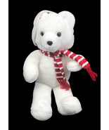 Vintage 1990 DAKIN WHITE CHRISTMAS TEDDY BEAR Red Knit HAT SCARF 21” Plush - £16.56 GBP