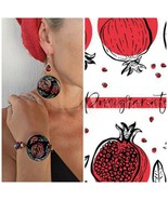 Painted Fruit Pomagranate Mosaic bracelet.Boho Macrame adjustable size b... - £38.17 GBP