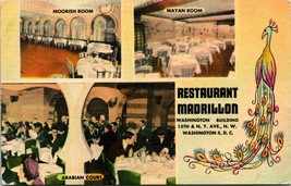 Restaurant Madrillon Washington DC Multi View w Peacock Linen Postcard T11 - £8.14 GBP