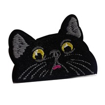 Cute Cat Embroidered Sew On Iron On Patch 1.6 X 2.4 Inch Black Funny Kitten Armb - £10.22 GBP