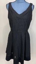 Metaphor Womens Sleeveless Dress Medium Black  V-neck Overlay Cocktail - £7.61 GBP