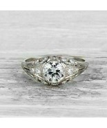 Vintage Engagement Ring 2.35Ct Round Simulated Diamond in Solid 14k Whit... - £211.64 GBP