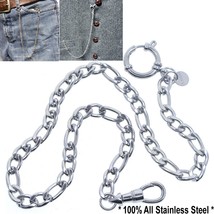 Stainless Steel Pocket Watch Chain Albert Chain Figaro Chain Swivel Clasp FCS98 - £17.42 GBP