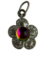 Vintage Silver Tone Flower Pendant with Crystal Ball Prism - $23.33