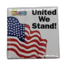 United We Stand US Flag Rainbow Foods Appreciation Square Button Pin Vintage - £5.28 GBP