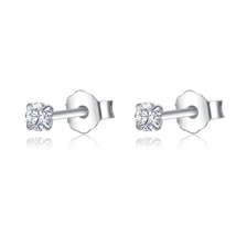 100% Real Sterling Silver 925 Fashion Stud Earrings Small Single Diamond Stud We - £10.31 GBP