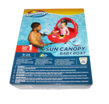 Swimways Baby Sun Canopy Float Swim Boat Pool Red Crab Ages 9-24M Inflatable Red - £7.83 GBP