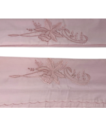 Vintage Pink Floral Embroidered Pillowcases – Romantic Cottagecore 27&quot; x... - €12,83 EUR