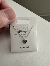 Disney Parks Mickey Mouse Faux Peridot August Birthstone Necklace Gold Color NEW - $32.90