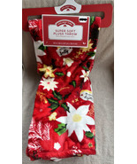 Christmas Super Soft Plush Throw Blanket 50&quot; x 60&quot; Red Poinsettia Design - £11.96 GBP