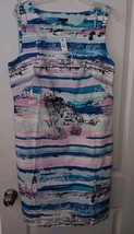 TALBOTS Sz.12 Seaside Harbor Sheath Dress Coastal Prints NWT Blue/Pink/W... - $55.85