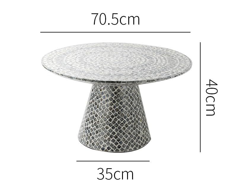 Vintage Gray Mosaic Round Coffee Table, Designer Accent Table for Living Room So Item image 4