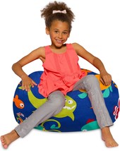 Posh Beanbags Bean Bag Chair, Medium-27In, Canvas Sea Creatures On Blue - $44.93