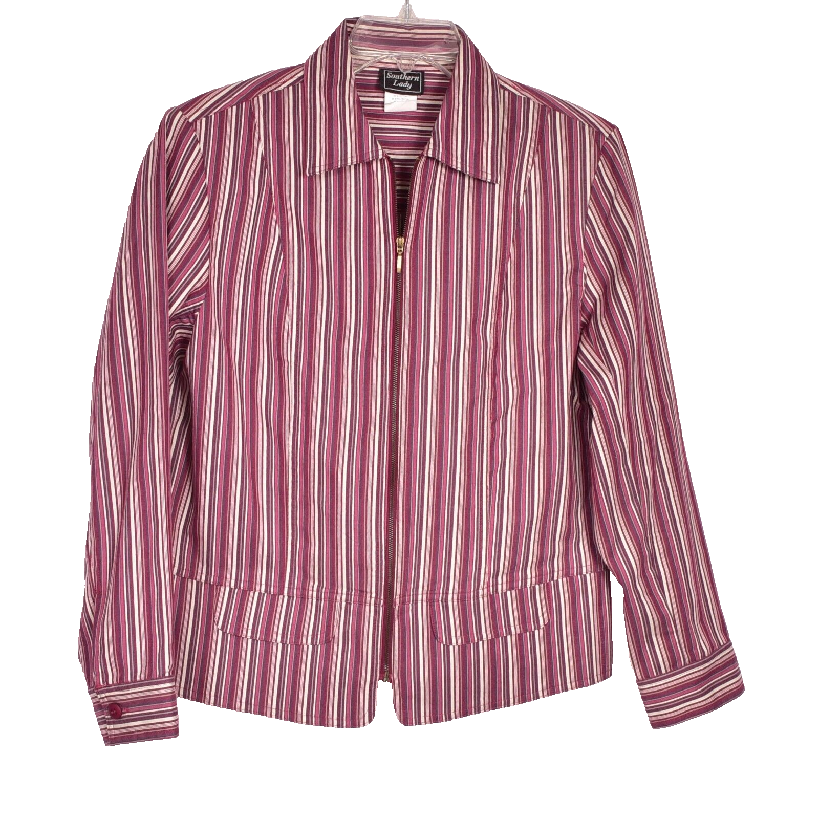 Southern Lady Pink Stripe Zip Up Blazer Size 10 - $18.57