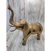 Vintage Large Brass Elephant Figure Statue Lucky Elephant Sculpture - $92.52 CAD
