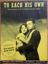1946 To Each His Own Sheet Music - Olivia DeHavilland &amp; John Lund On The Cover - £2.87 GBP