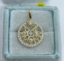 2Ct Round Cut Lab-Created Diamond Star Burst Pendant 14k yellow Gold Plated - £97.33 GBP