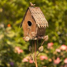 Zaer Ltd. Copper Color Bird House Garden Stake with Ornate Style Roof (Cylinder  - £74.69 GBP+