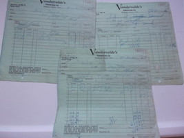 Vintage 3 Vandervelde’s Furniture Co Reciepts Muskegon Hights MI 1955 - $37.88 MXN