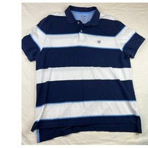 Chaps Polo Shirt Mens Extra Large Blue White Striped Short Sleeve Preppy Classic - £8.50 GBP