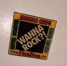 Vintage Enamel Pin Pinback Wanna Rock? Marble Chips River Gravel Flori-s... - $9.69