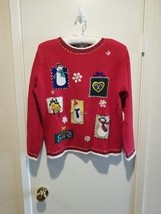 Arriviste Christmas Party Pullover Sweater Size Med Vintage Red Snowman ... - £19.10 GBP