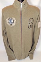 Mens Tommy Hilfiger Jacket Large Full Zip Gray Sweater Thermal Waffle EUC  - £23.73 GBP