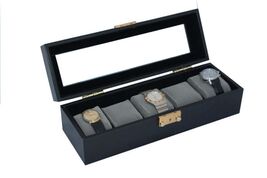 5 WATCH LEATHERETTE STORAGE ORGANIZER BOX DISPLAY CASE - $39.95