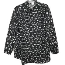 Roaman&#39;s Womens Blouse Size Large Button Front Long Sleeve Collared Black - £11.09 GBP