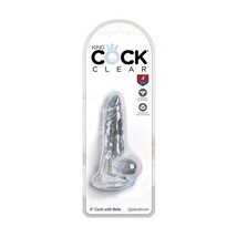 Pipedream King Cock Clear 4&quot; Cock W/balls Clear - $17.26