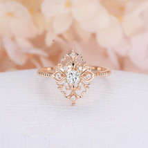 [Jewelry] Vintage Flower Pattern 18k Gold Plated Sapphire Ring for Woman Wedding - £7.98 GBP