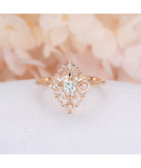 [Jewelry] Vintage Flower Pattern 18k Gold Plated Sapphire Ring for Woman... - £7.98 GBP