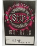 STYX / TOMMY SHAW - ORIGINAL 2003 TOUR CONCERT TOUR CLOTH BACKSTAGE PASS - $10.00