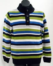 Gymboree Sweater Boys 5 6 Small Black Blue Green Knit Striped Pullover I... - $16.04