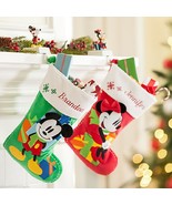 Disney Store Minnie or Mickey Mouse Christmas Stocking Red Green 2015 New - £47.17 GBP
