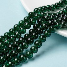 50 Crackle Glass Beads 8mm Dark Green Veined Bulk Jewelry Supplies Mix Unique - £3.84 GBP