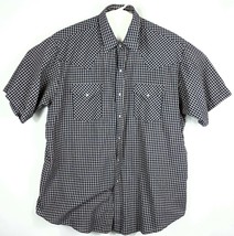 Western Mens Pearl Snap Shirt XL Blue Red White Plaid Checks USA Plains - $31.47