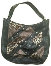  SALE》 Animal Print Patchwork Faux Leather Handbag Tote Bag》Black/Brown - $14.84