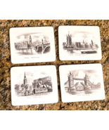 Vintage Lady Clare Coasters Gilded Edges Green Felt Illustrations of London - €15,32 EUR