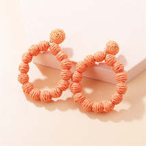 Orange Raffia &amp; 18K Gold-Plated Beaded Hoop Drop Earrings - £12.77 GBP