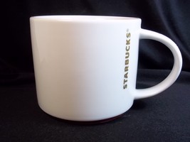 Starbucks coffee mug white red base bad gold name by handle 2012 16 oz - £10.23 GBP