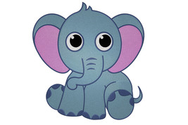 Cute baby elephant, machine embroidery digital file, 6 sizes, digital download - £3.98 GBP