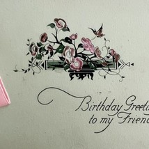 Birthday Greetings Card Angel Pink Purple Flowers 1930-1940s Friend PCBG11B - $19.99