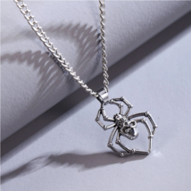 Stainless Steel Necklace + Spider Pendant - 52cm - £10.38 GBP