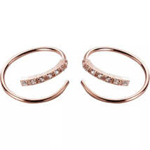 Anyco Earrings Fashion Rose Gold 925 Sterling Simple Spiral Wave Zircon Unique - £15.34 GBP