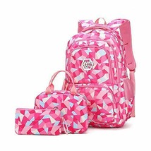 Geometric Print Schoolbag for Girls Boys Backpack 3 in 1 Lunch Bag/Pencil case - £34.53 GBP